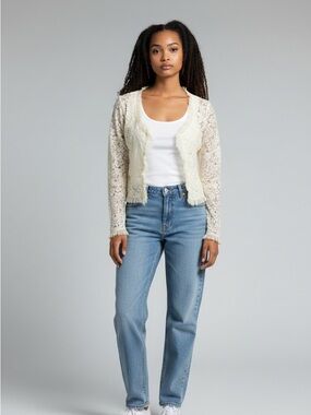 COPY - Adorable lace and fringe short blazer jacket with closures